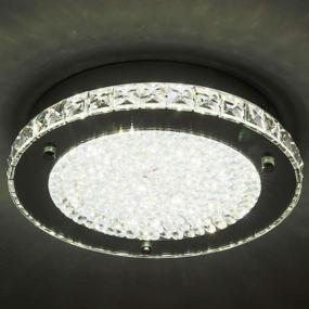 img 3 attached to Stunning Modern Crystal Chandelier Auffel: Minimalist LED Flush Mount Ceiling Light Fixture – Elegant Glass Surface – 1980LM Brightness – Ideal for Bathroom, Kitchen Island, Bedroom