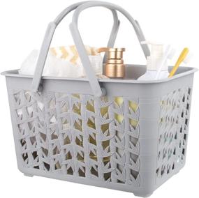img 4 attached to 🚿 Grey Shower Caddy Basket - Portable Tote with Handles for Bathroom, Dorm, Kitchen, Gym & More