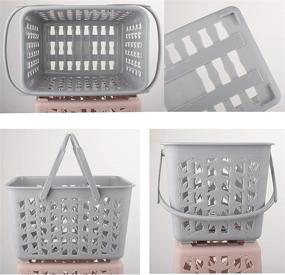img 2 attached to 🚿 Grey Shower Caddy Basket - Portable Tote with Handles for Bathroom, Dorm, Kitchen, Gym & More