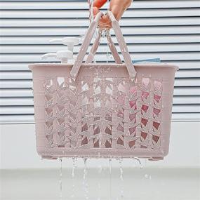 img 1 attached to 🚿 Grey Shower Caddy Basket - Portable Tote with Handles for Bathroom, Dorm, Kitchen, Gym & More