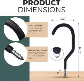 img 3 attached to 🚲 Ultimate Heavy Duty Bike Storage Hooks - 6-Pack Large Screw Hooks for Garage Wall and Ceiling Bicycle Mount - Bike Storage Solutions at its Best - Heavy Duty Wall Hooks for Bikes, Ladders and Power Tools