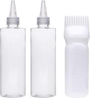 2 pack 8oz clear plastic bottles + 1 pack 6oz root comb applicator: hair care set for coloring, dyeing, oiling, and bleach logo