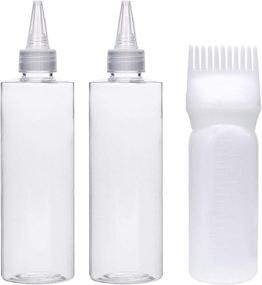 img 4 attached to 2 Pack 8oz Clear Plastic Bottles + 1 Pack 6oz Root Comb Applicator: Hair Care Set for Coloring, Dyeing, Oiling, and Bleach