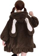 🐰 bzb cute anime bunny ear hoodies for women | sweet fluffy rabbit sweater tops | cosplay jacket coats logo