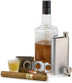 img 3 attached to 🎩 Ultimate Pregame Cigar Flask Gift Set - 2 Cigar Holder and 2-Ounce Stainless Steel Flask Combo - Includes Cigar Cutter and Funnel - Ideal Groomsmen Flask