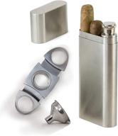 🎩 ultimate pregame cigar flask gift set - 2 cigar holder and 2-ounce stainless steel flask combo - includes cigar cutter and funnel - ideal groomsmen flask logo