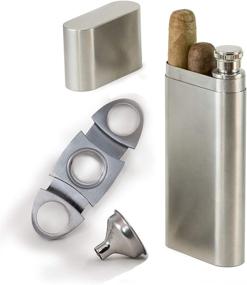 img 4 attached to 🎩 Ultimate Pregame Cigar Flask Gift Set - 2 Cigar Holder and 2-Ounce Stainless Steel Flask Combo - Includes Cigar Cutter and Funnel - Ideal Groomsmen Flask