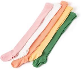img 3 attached to 🧦 MooMooz Toddler Stockings: Cotton Ribbed Stretchy Tights in Candy Colors for Baby Girls - Knit Leggings