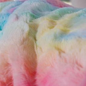 img 2 attached to COCOPLAY W Faux Fur Throw Blanket, Super Soft Fuzzy Lightweight Luxurious Cozy Warm Fluffy Plush Sherpa Rose Pink Rainbow Microfiber Blanket for Bed Couch Living Room (Pink Rose, Throw Size: 50 Inch x 65 Inch)