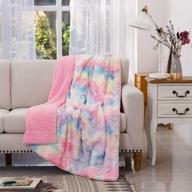 cocoplay w faux fur throw blanket, super soft fuzzy lightweight luxurious cozy warm fluffy plush sherpa rose pink rainbow microfiber blanket for bed couch living room (pink rose, throw size: 50 inch x 65 inch) logo