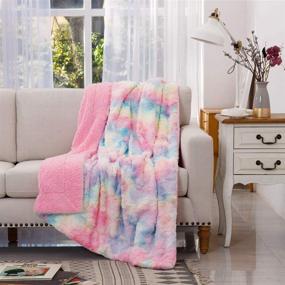 img 4 attached to COCOPLAY W Faux Fur Throw Blanket, Super Soft Fuzzy Lightweight Luxurious Cozy Warm Fluffy Plush Sherpa Rose Pink Rainbow Microfiber Blanket for Bed Couch Living Room (Pink Rose, Throw Size: 50 Inch x 65 Inch)