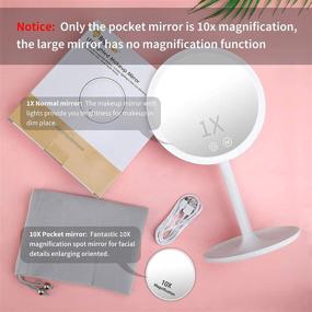 img 3 attached to 💄 Portable Rechargeable Lighted Makeup Mirror with 10X Magnification, Dimmable LED Lights, and 3 Lighting Modes – Ideal Travel Vanity Mirror for Cosmetics
