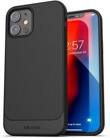 img 3 attached to 📱 Black Slim Grip Cover with Holster - Compatible with iPhone 12 Mini - Encased Thin Armor Series - Belt Clip Case