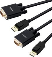 🔌 benfei displayport to vga cable 6 feet 2 pack - gold-plated, compatible with lenovo, dell, hp, asus and more logo