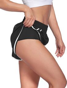 img 3 attached to 🩳 LaLaLa Women's Zip Pocket Workout Shorts - Quick-Dry Athletic Sports Shorts with Elastic Waistband and Built-in Liner