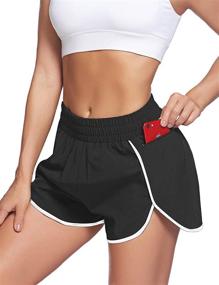 img 2 attached to 🩳 LaLaLa Women's Zip Pocket Workout Shorts - Quick-Dry Athletic Sports Shorts with Elastic Waistband and Built-in Liner