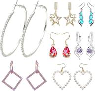 arboxia crystal drop earrings: stylish and trendy dangle earrings for women - 7 pairs gift set logo