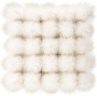 🎀 set of 50 white faux fur pom pom balls with elastic loop for diy hats keychains scarves gloves bags - fluffy pompom ball accessories logo