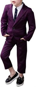 img 3 attached to YUFAN Boys 2-Piece Suit Set in Red, Purple, Gray, and Black – Jacket and Pants in 4 Color Options