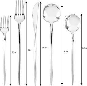 img 3 attached to 🍴 32 Count Disposable Plastic Salad Forks: Luxury Silver Novelty Modern Flatware/Cutlery
