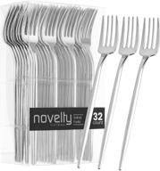 🍴 32 count disposable plastic salad forks: luxury silver novelty modern flatware/cutlery logo