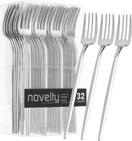 img 4 attached to 🍴 32 Count Disposable Plastic Salad Forks: Luxury Silver Novelty Modern Flatware/Cutlery