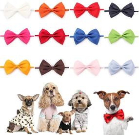 img 3 attached to 🐶 Set of 50 Adjustable Dog Bow Ties with Collar, Puppy Neckties and Cat Collars, Assorted Color, Pet Grooming Accessories