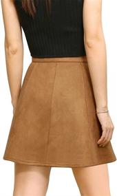 img 3 attached to 👗 Allegra K Women's Faux Suede Button Closure A-Line High Waisted Flared Mini Skirt