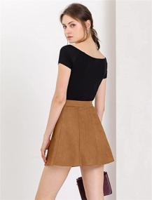 img 1 attached to 👗 Allegra K Women's Faux Suede Button Closure A-Line High Waisted Flared Mini Skirt