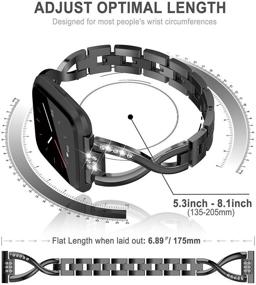 img 2 attached to 📿 Блестящий браслет TOYOUTHS для Fitbit Versa/Versa 2 - Запасной стальной ремешок для запястья, женский нарядный металлический ремешок браслет в черном цвете - Совместим с Versa Lite Edition/Versa SE аксессуарами.