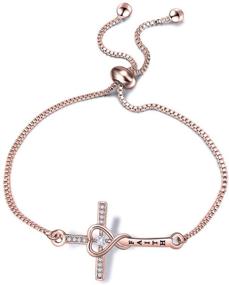 img 4 attached to 🙏 WUSUANED Faith Cross Adjustable Slider Bracelet: A Perfect Christian Gift for Her