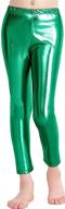 🩲 girlzwalk children's liquid metallic footless tights pants: shiny wet look leggings for dancing logo