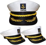 🧢 kids admiral yacht captain hat set: embroidered anchor sailor nautical party hats - 3 pc pack logo