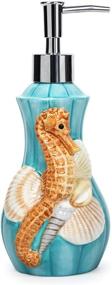 img 2 attached to FORLONG Ceramic Bathroom Accessories Set with 3D Floating Seahorse Shell Design - 4 Piece Ensemble Including Toothbrush Holder, Cup, Soap Dispenser, Soap Dish in Green