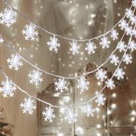 🎄 100 led snowflake string lights - christmas hanging decorations for winter wonderland - lighted holiday xmas indoor outdoor party supplies (42.6ft, batteries not included) логотип