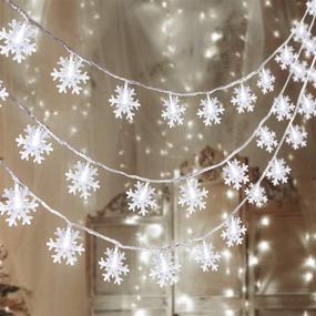 img 4 attached to 🎄 100 LED Snowflake String Lights - Christmas Hanging Decorations for Winter Wonderland - Lighted Holiday Xmas Indoor Outdoor Party Supplies (42.6ft, Batteries Not Included)