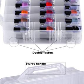 img 3 attached to DreamGenius Portable Nail Polish Clear Organizer: Space-Saving, Double-Sided Holder for 48 Bottles with Locking Lids and Adjustable Dividers