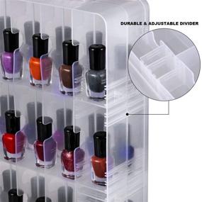 img 2 attached to DreamGenius Portable Nail Polish Clear Organizer: Space-Saving, Double-Sided Holder for 48 Bottles with Locking Lids and Adjustable Dividers
