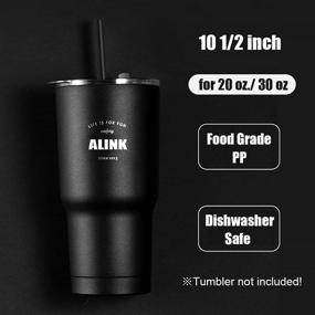 img 3 attached to 🥤 ALINK 12-Pack Reusable Black Straws - 10.5" Long Hard Plastic Tumbler Replacement Straws