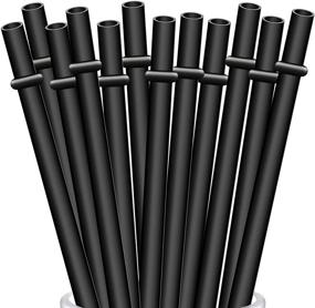 img 4 attached to 🥤 ALINK 12-Pack Reusable Black Straws - 10.5" Long Hard Plastic Tumbler Replacement Straws