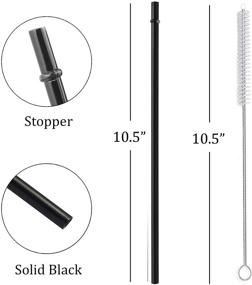 img 2 attached to 🥤 ALINK 12-Pack Reusable Black Straws - 10.5" Long Hard Plastic Tumbler Replacement Straws