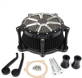 img 1 attached to Enhanced Venturi Cut Black Air Cleaner Intake Filter for Twin Cam EVO Touring Models - Road King, Street Glide, Road Glide (1993-2007), Dyna, FXR, Softail, FXST, FXSB (1993-2015)