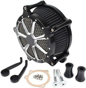 img 2 attached to Enhanced Venturi Cut Black Air Cleaner Intake Filter for Twin Cam EVO Touring Models - Road King, Street Glide, Road Glide (1993-2007), Dyna, FXR, Softail, FXST, FXSB (1993-2015)