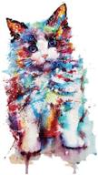 🎨 colorful cat animals ink painting iron-on transfer patches - esh7 diy heat appliques for washable t-shirt, jacket, jeans, pants, handbag logo