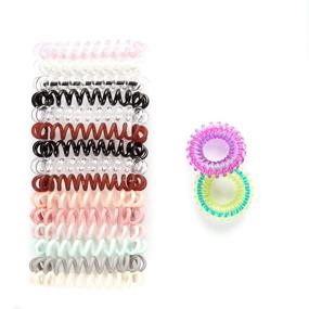 img 2 attached to 🌈 Scünci 3 Box Set of Vibrant Silicone Spiral Ponytailers - Includes 17 Colorful Hair Ties (Colors Vary)