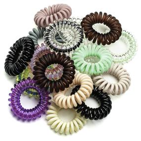 img 1 attached to 🌈 Scünci 3 Box Set of Vibrant Silicone Spiral Ponytailers - Includes 17 Colorful Hair Ties (Colors Vary)