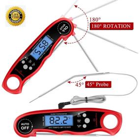 img 1 attached to 🌡️ Instant Read Digital Meat Thermometer for Grilling, Cooking, Candy Making - Dual Probe Oven-Safe Kitchen Tool for BBQ, Smoker, Baking, and Grilling (Red)