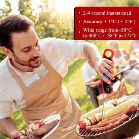 img 2 attached to 🌡️ Instant Read Digital Meat Thermometer for Grilling, Cooking, Candy Making - Dual Probe Oven-Safe Kitchen Tool for BBQ, Smoker, Baking, and Grilling (Red)