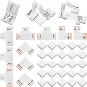 img 4 attached to 🔌 35-Piece 5 Pin Solderless LED Strip Connector: L and T Shape Extensions for 5050 3528 String Lights (10mm)