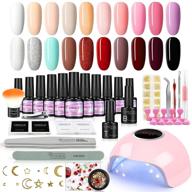 💅 coscelia gel nail polish kit: 24w u v/led nail light, 20 colors soak off gel polish set, nude pink glitter, base & top coat, french nail art starter kit - gift set logo
